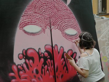 Graffitiaktion Bauzaun